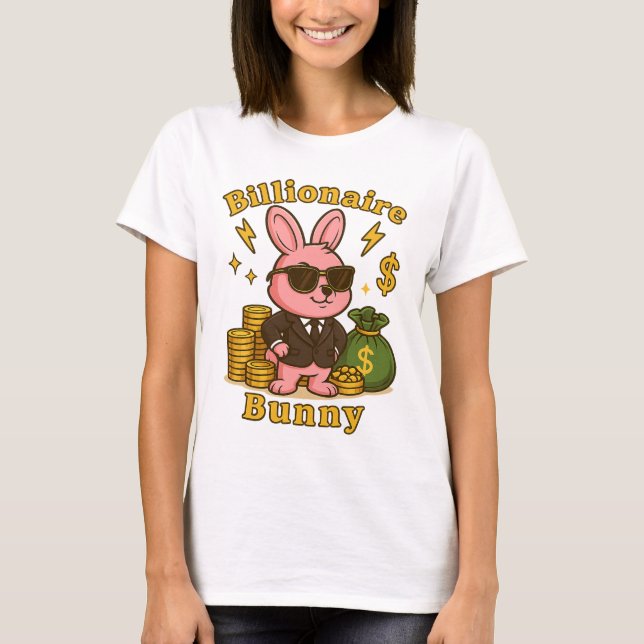 Billionaire Bunny: Cool & Rich Cartoon Design T-Shirt (Front)