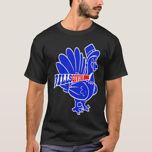 BillsGiving Happy Thanksgiving Football T-Shirt (Front)