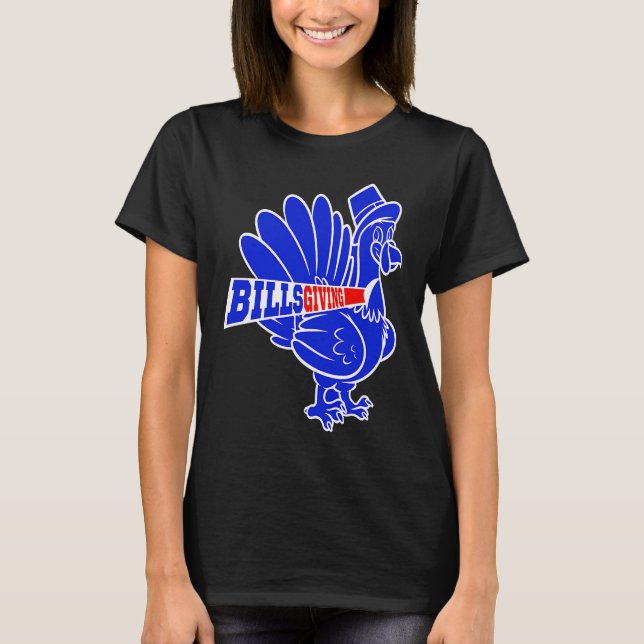 BillsGiving Happy Thanksgiving Football T-Shirt (Front)
