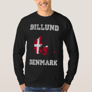 Billund Denmark Vintage Denmark Flag Map T-Shirt