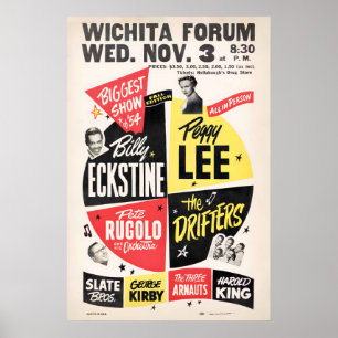 Billy Eckstine - Peggy Lee - The Drifters jazz Poster