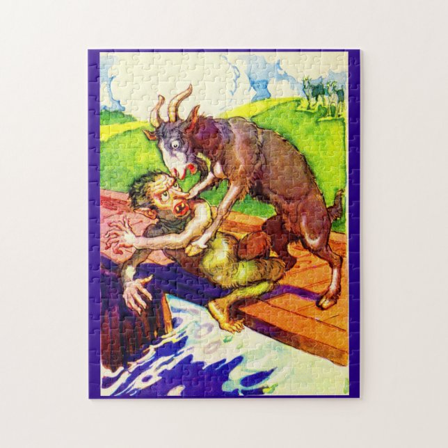 billy goat gruff and troll jigsaw puzzle (Vertical)