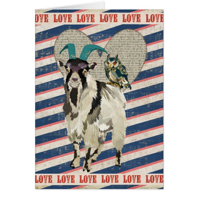 Billy Goat & Owl Love Card (Front)
