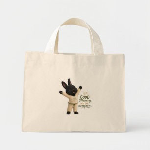 Billy Morning Stretch Cute Black Rex Bunny Mini Tote Bag