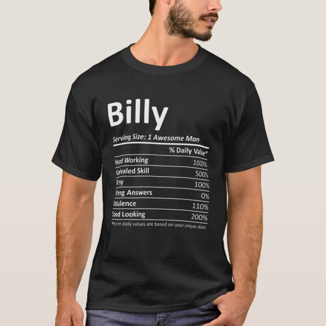 BILLY Nutrition Funny Birthday Personalised Name G T-Shirt (Front)