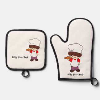 Billy the Chef Masterchef Print  Oven Mitt & Pot Holder Set