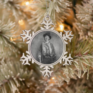 Billy The Kid, American Old West Outlaw Snowflake Pewter Christmas Ornament