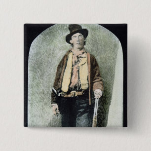 Billy the Kid (coloured engraving) 15 Cm Square Badge