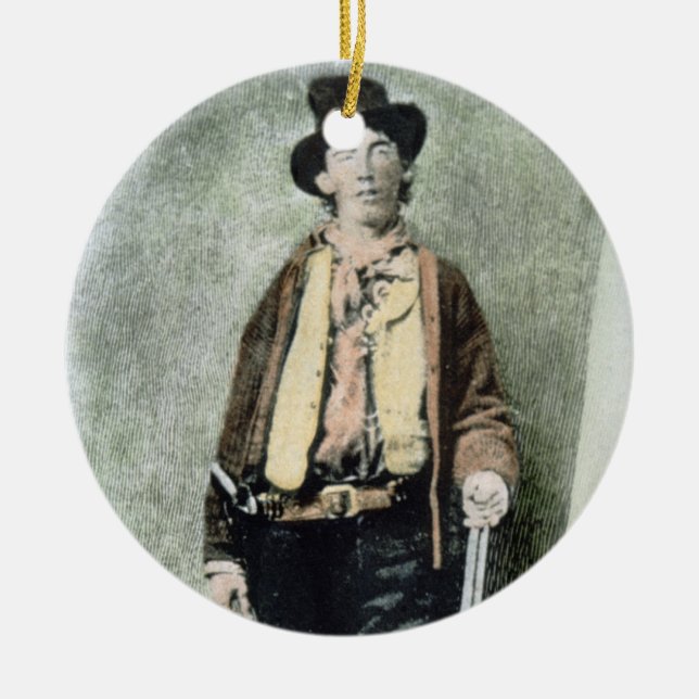 Billy the Kid (coloured engraving) Ceramic Tree Decoration (Front)