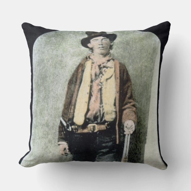 Billy the Kid (coloured engraving) Cushion (Front)