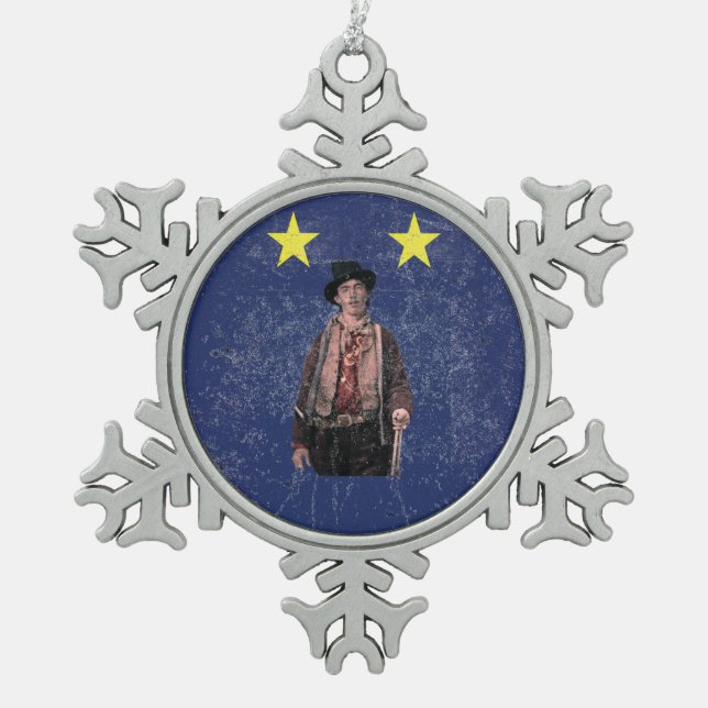 Billy the Kid Snowflake Pewter Christmas Ornament (Front)