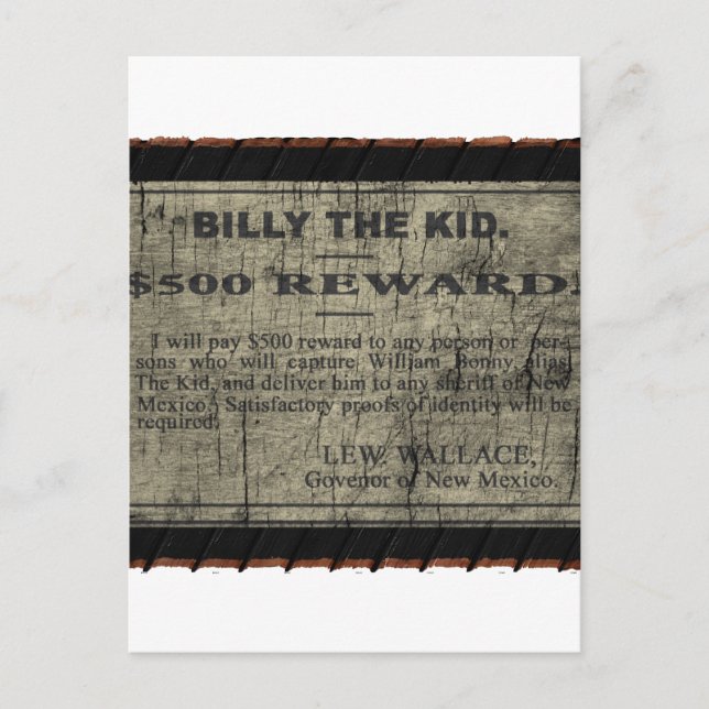 Billy The Kid Wanted Poster Postcard (Front)