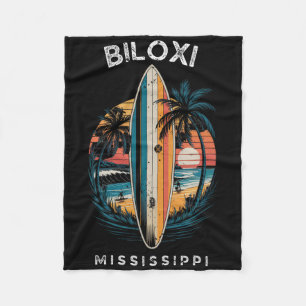 Biloxi Beach Mississippi Men Women Surfing  Fleece Blanket