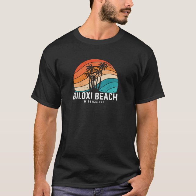 Biloxi Beach Mississippi Palm Tree Beach Souvenir  T-Shirt (Front)