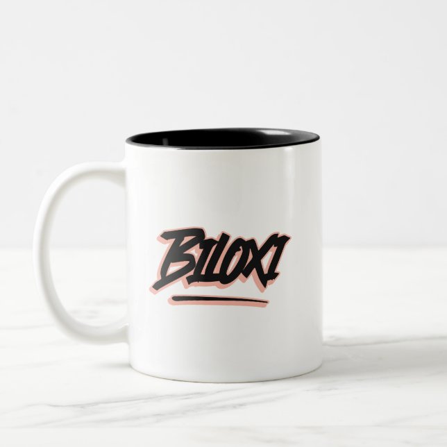 Biloxi Graffiti Style  Two-Tone Coffee Mug (Left)