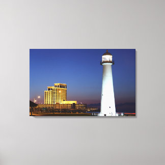 Biloxi Lighthouse On The Sound At Night Canvas Art