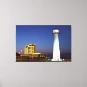 Biloxi Lighthouse On The Sound At Night Canvas Pri Print