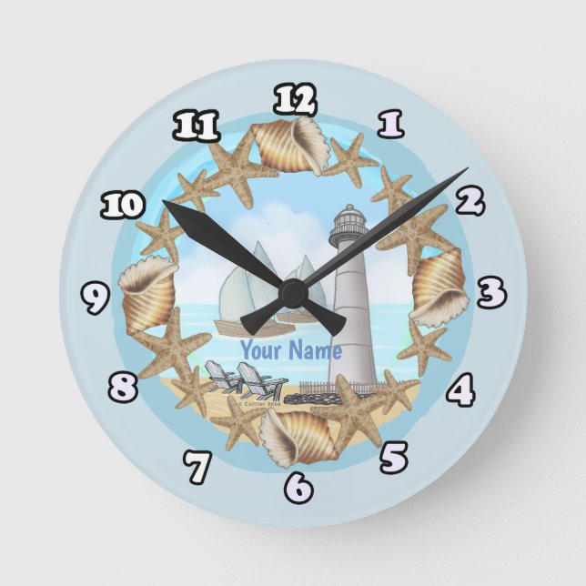 Biloxi Lighthouse  Round Clock (Front)