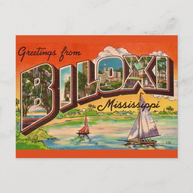 Biloxi Miss Greetings Vintage Postcard (Front)
