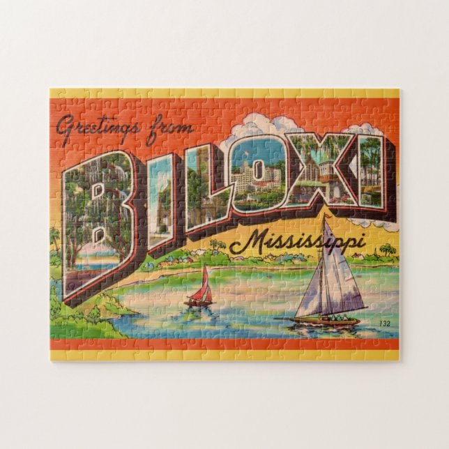 Biloxi Mississippi Greetings Postcard Jigsaw Puzzle (Horizontal)