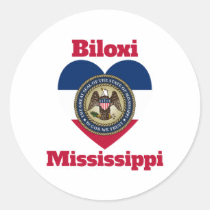 Biloxi Mississippi Heart Flag Classic Round Sticker