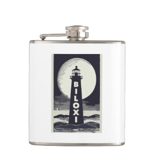 Biloxi Mississippi Lighthouse Moon Hip Flask