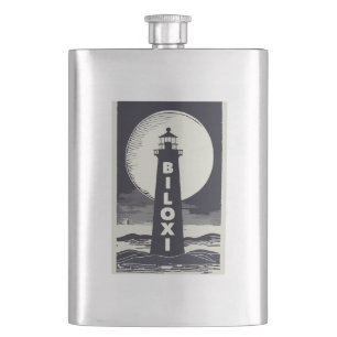 Biloxi Mississippi Lighthouse Moon Hip Flask
