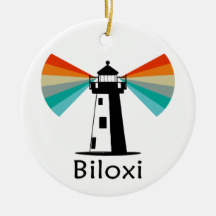 Biloxi Mississippi Lighthouse Rainbow Ceramic Tree Decoration