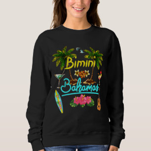 Bimini Bahamas Beach Summer Palm Surf Sun Set Palm Sweatshirt