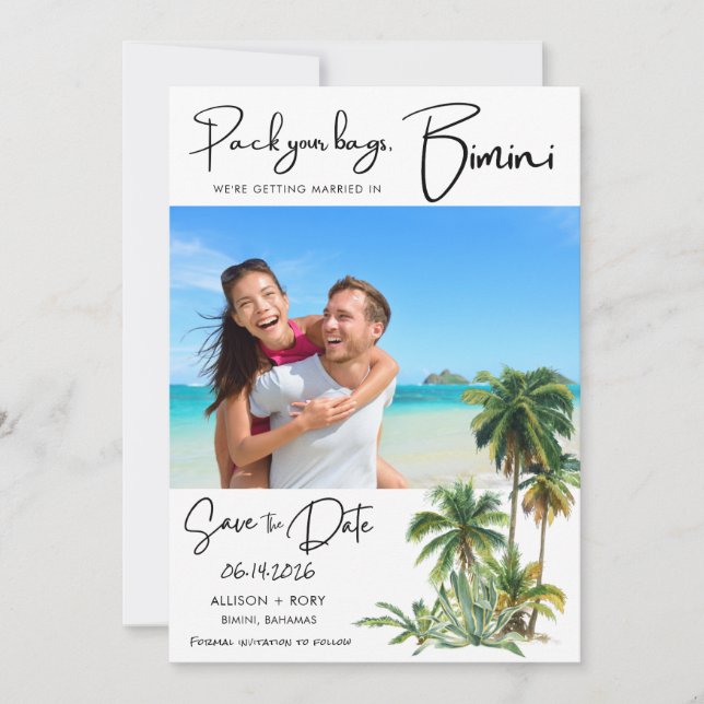 Bimini Bahamas Destination Wedding Save the Date (Front)