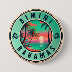 Bimini Bahamas Retro Sunset Travel Souvenir 1950s 7.5 Cm Round Badge