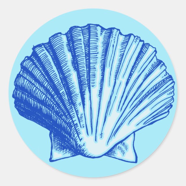Bimini Blue Sea Shell Classic Round Sticker (Front)