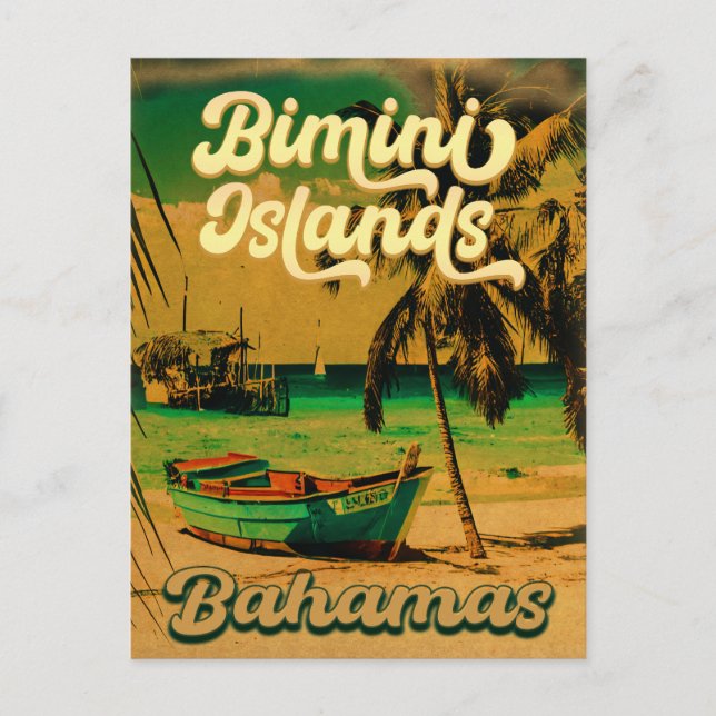 Bimini Islands Bahamas 60s Retro Vintage Souvenirs Postcard (Front)