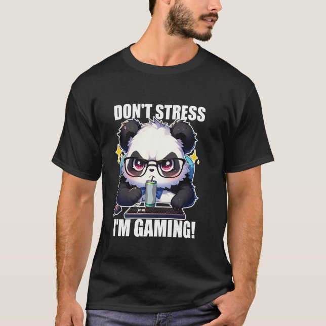 Bin am Zocken Gaming Panda Grumpy Funny T-Shirt (Front)