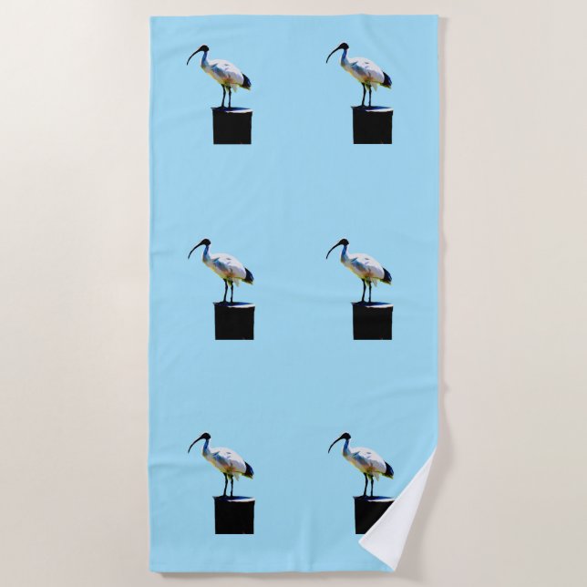 Bin Chicken, (Ibis) Oil Paint, Beach Towel (Front)