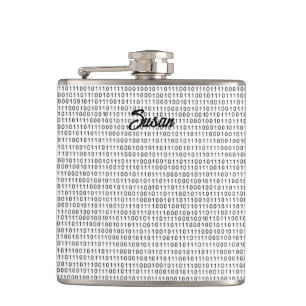 Binary Code black white stripes Hip Flask