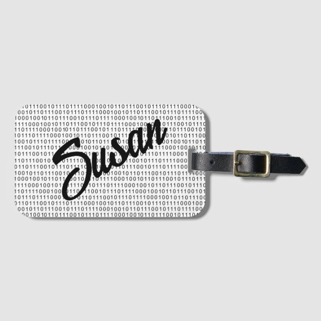 Binary Code black white stripes Luggage Tag (Front Horizontal)