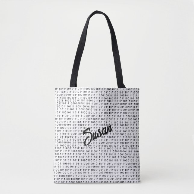 Binary Code black white stripes Tote Bag (Front)