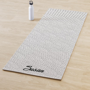 Binary Code Black White Stripes Yoga Mat
