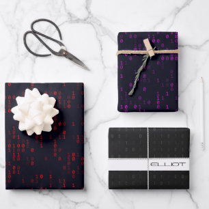 Binary Code Black Wrapping Paper Sheets