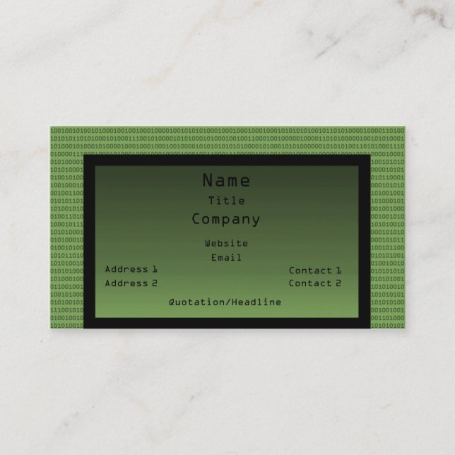 Binary Code Business Card, Green Card (Front)