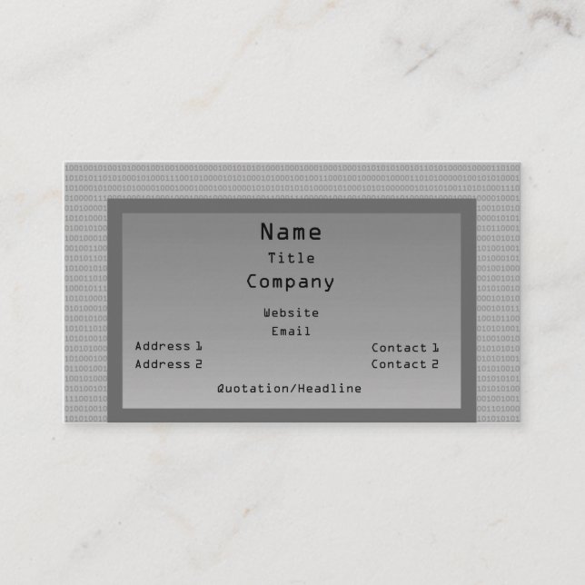 Binary Code Business Card, Grey Business Card (Front)