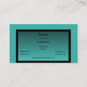Binary Code Business Card, Teal Card