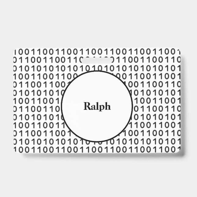 Binary Code Computer Language with Name ID Badge (Front)