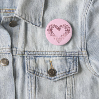 Binary Code Heart 6 Cm Round Badge