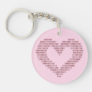 Binary Code Heart Key Ring