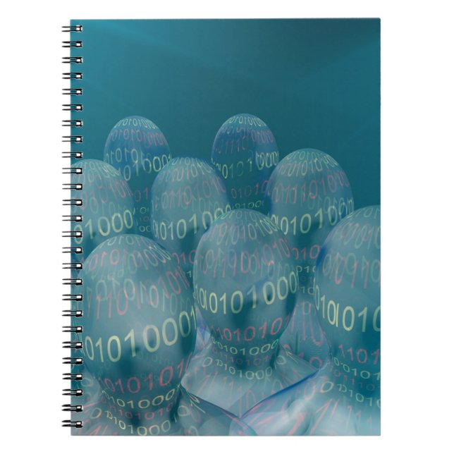 binary code ,man and digital communications . notebook (Front)