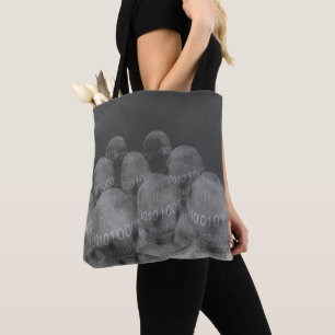 binary code ,man and digital communications . tote bag