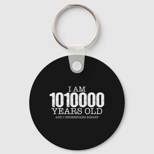 Binary Code Math Geek 80th Birthday Gift Key Ring (Front)