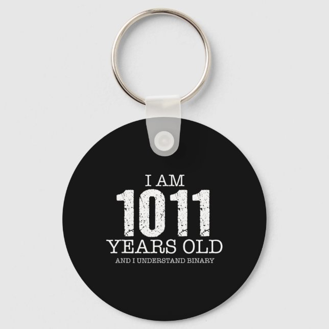 Binary Code Math Kids 11th Birthday Gift Key Ring (Front)